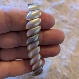 Elegant Silver and Cream Bracelet